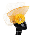 Mardi Gras Fascinator With Fishnet Veil and Flowers